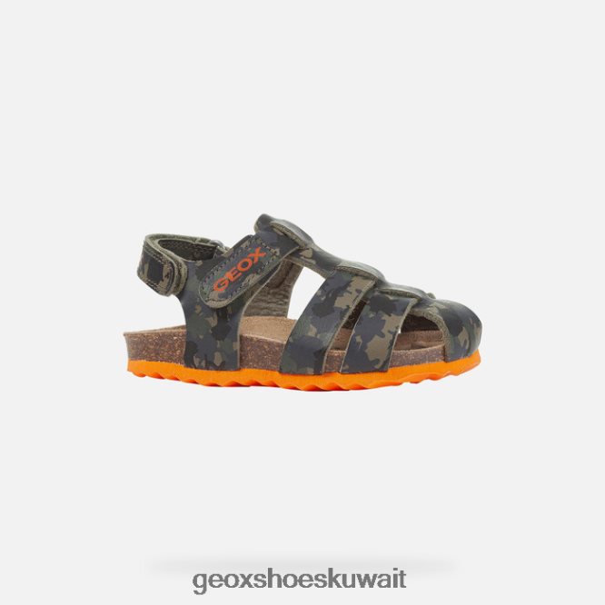 Geox BLL84T1498 Sandal Chalki Toddler Military/Orange