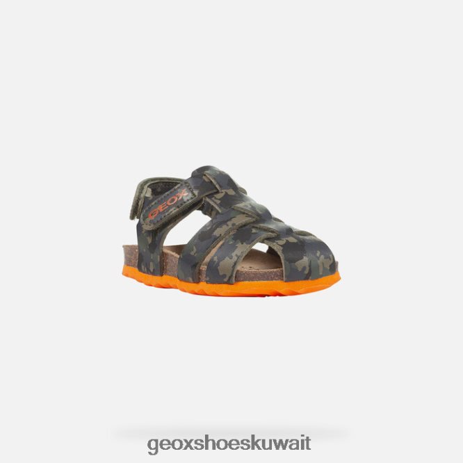 Geox BLL84T1498 Sandal Chalki Toddler Military/Orange