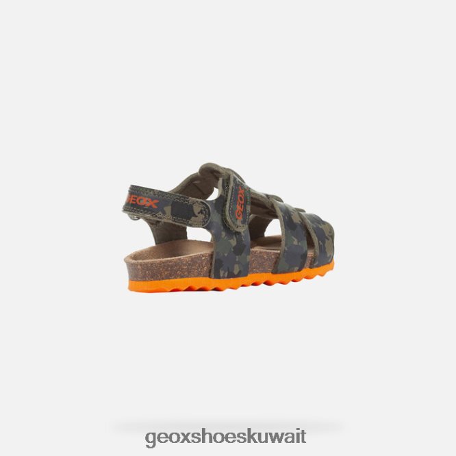 Geox BLL84T1498 Sandal Chalki Toddler Military/Orange