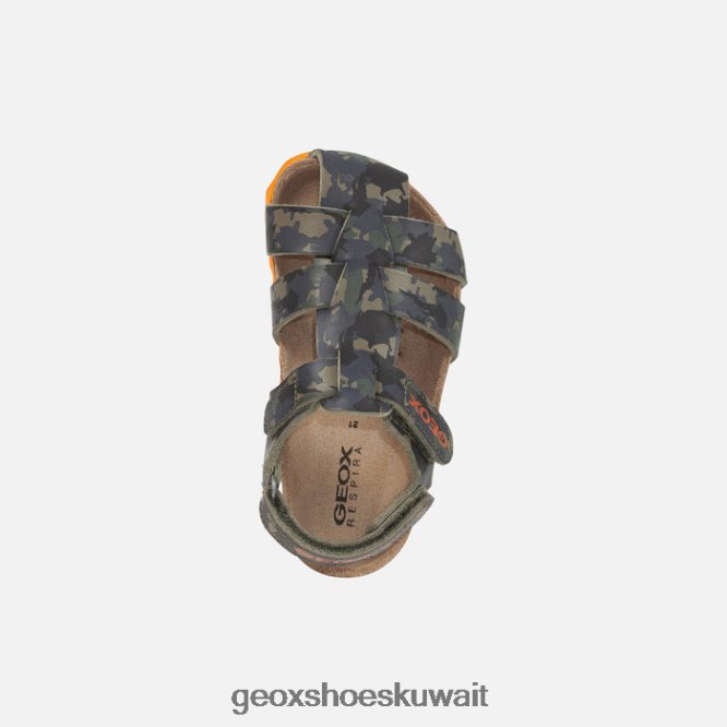 Geox BLL84T1498 Sandal Chalki Toddler Military/Orange