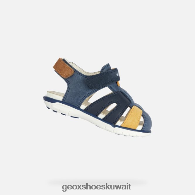 Geox BLL84T2018 Sandal Delhi Toddler Navy/Ochre Yellow