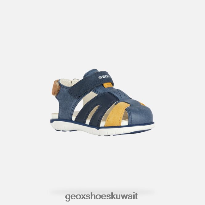 Geox BLL84T2018 Sandal Delhi Toddler Navy/Ochre Yellow