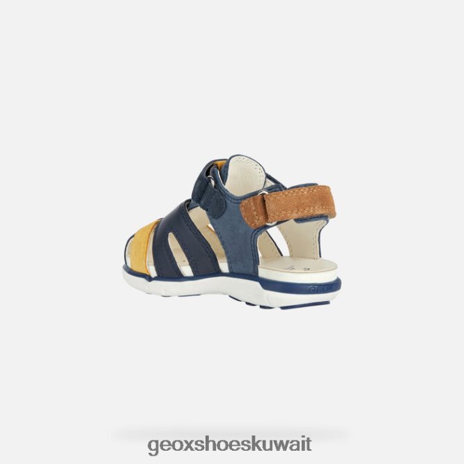 Geox BLL84T2018 Sandal Delhi Toddler Navy/Ochre Yellow