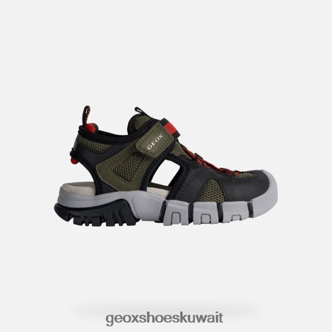 Geox BLL84T1271 Sandal Dynomix Boy Military/Red