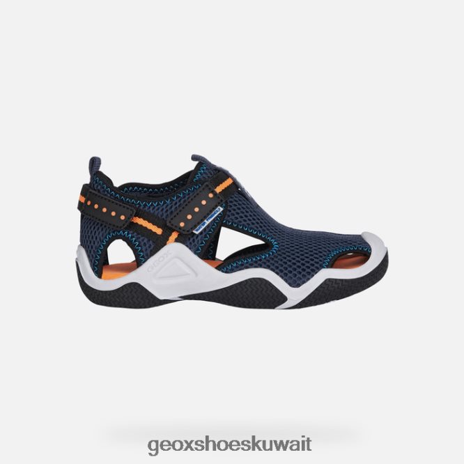 Geox BLL84T1349 Wader Junior Navy/Fluo Orange