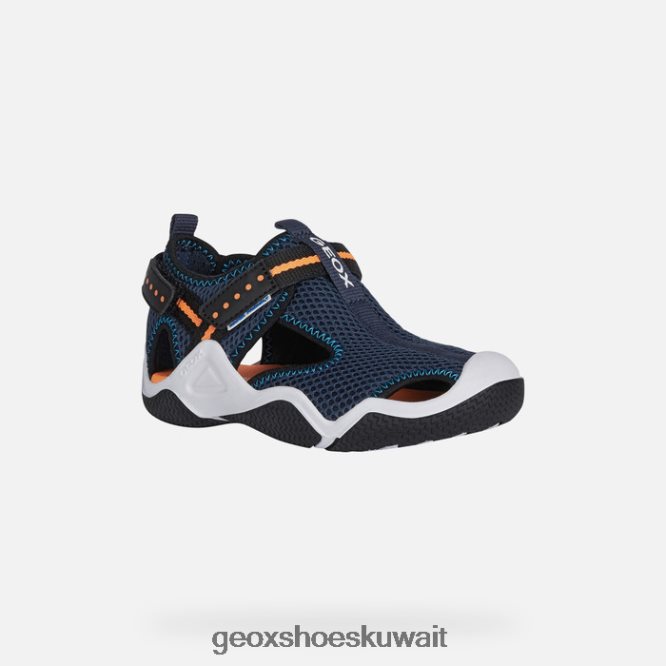Geox BLL84T1349 Wader Junior Navy/Fluo Orange