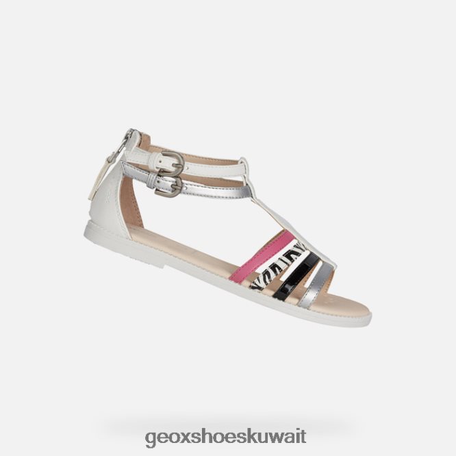 Geox BLL84T1143 Sandal Karly Girl White/Silver/Black