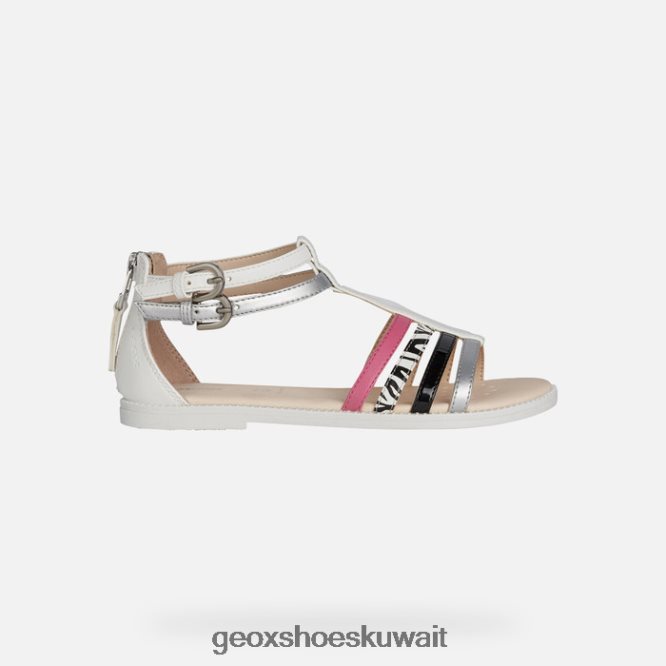 Geox BLL84T1143 Sandal Karly Girl White/Silver/Black