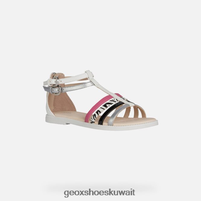 Geox BLL84T1143 Sandal Karly Girl White/Silver/Black