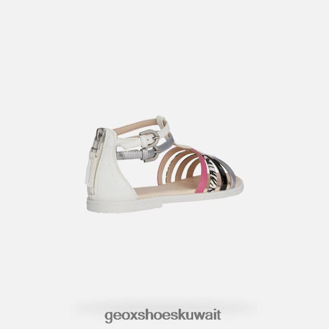 Geox BLL84T1143 Sandal Karly Girl White/Silver/Black