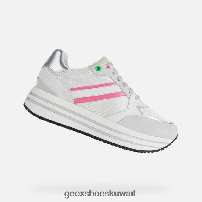 Geox BLL84T398 Kency Woman White/Fluo Fuchsia