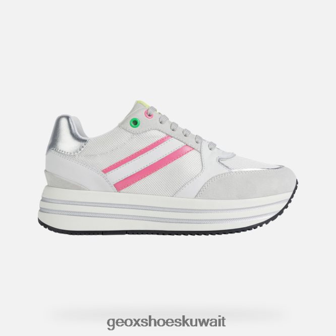 Geox BLL84T398 Kency Woman White/Fluo Fuchsia