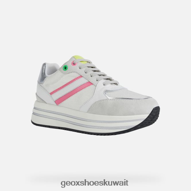 Geox BLL84T398 Kency Woman White/Fluo Fuchsia