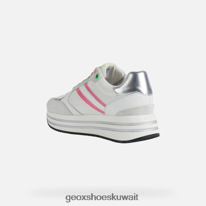 Geox BLL84T398 Kency Woman White/Fluo Fuchsia