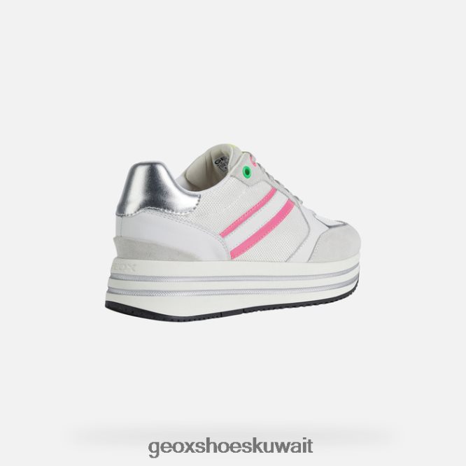 Geox BLL84T398 Kency Woman White/Fluo Fuchsia